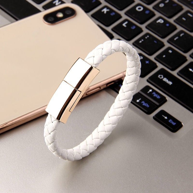 Leather Bracelet Charger Cable - iPhone 14/13, USB-C & Micro USB