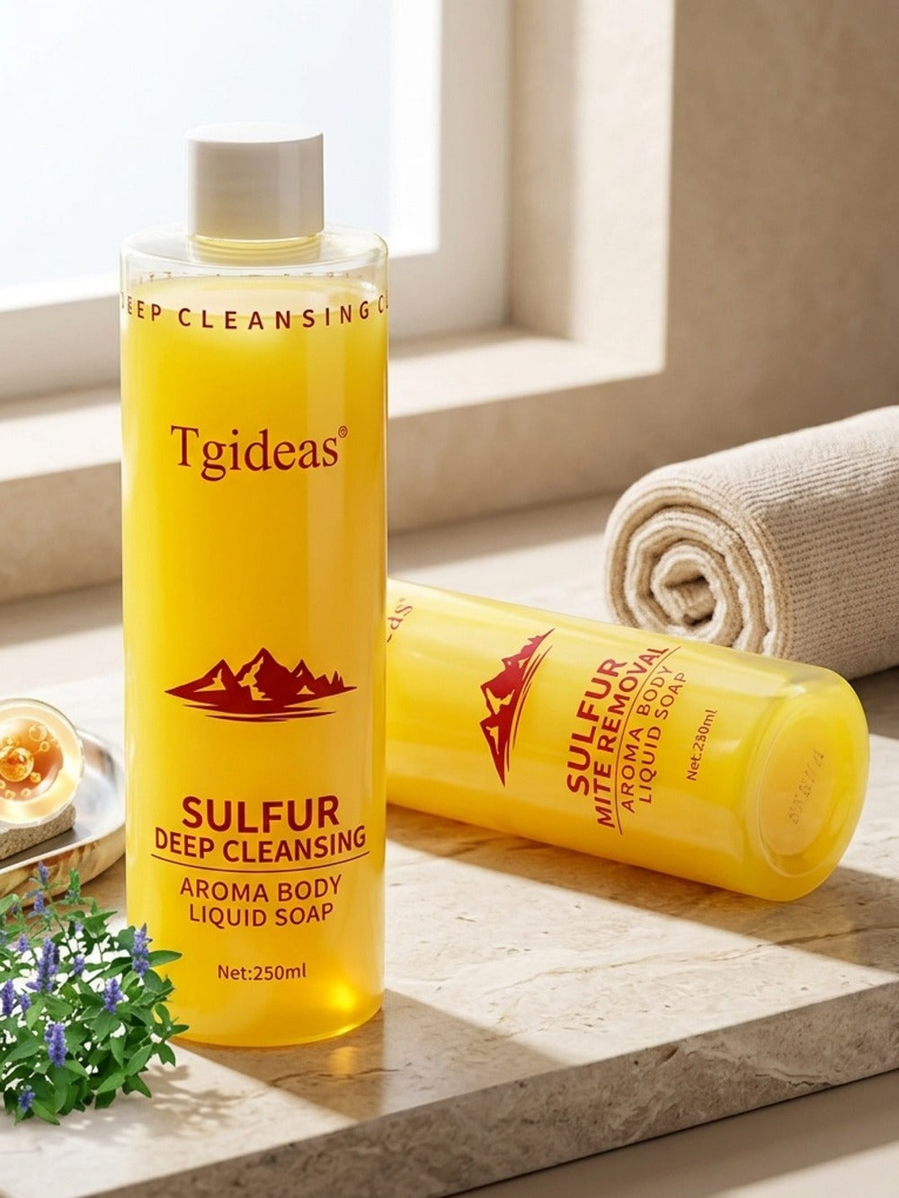 Sulfur Shampoo & Body Wash 2-in-1 Set – Scented Sulfur Soap Cleansing Liquid for Gentle Daily Scalp Purifying & Full Body Cle