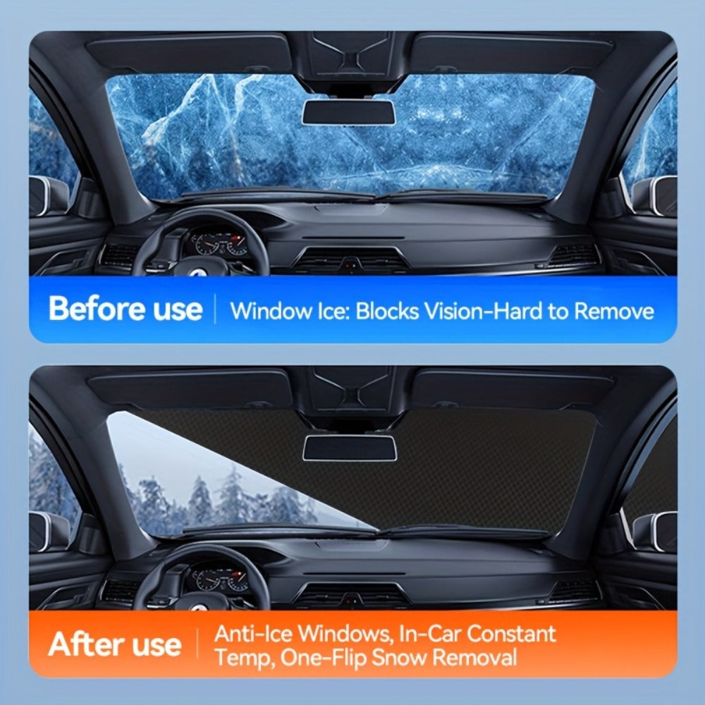 Magnetic Car Sunshade Cover Universal Fit – UV Blocking Heat Insulating Snow Wind Leaf Proof with Reflective Strips — image 4