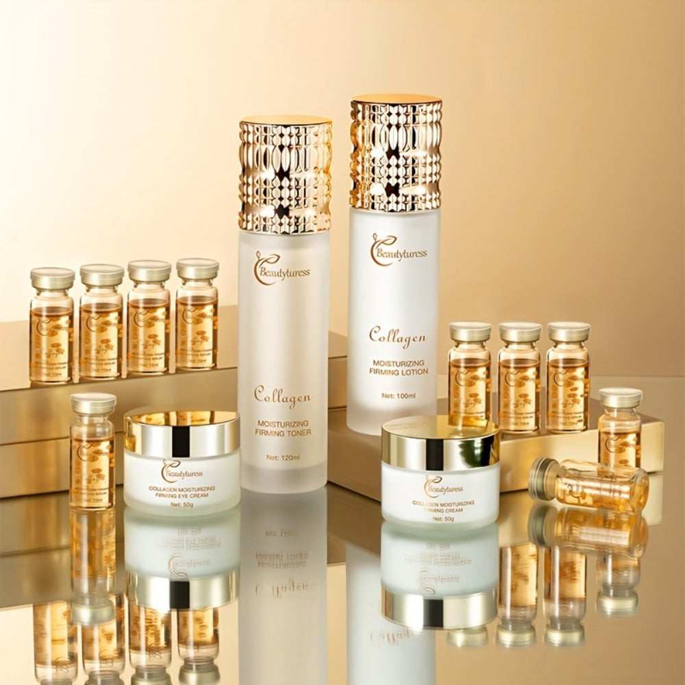14-Piece Collagen Skincare Gift Set for Women – Hyaluronic Acid & Niacinamide, Deep Hydration, Firming, Brightening, Anti-Agi