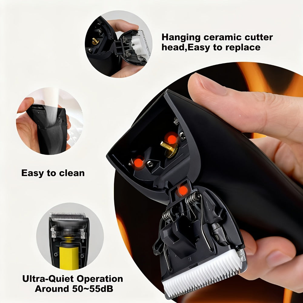 Ceramic Blade IPX7 Waterproof Ball Trimmer for Men Replaceable Head Electric Groin Pubic Body Hair Shaver LED Battery Display