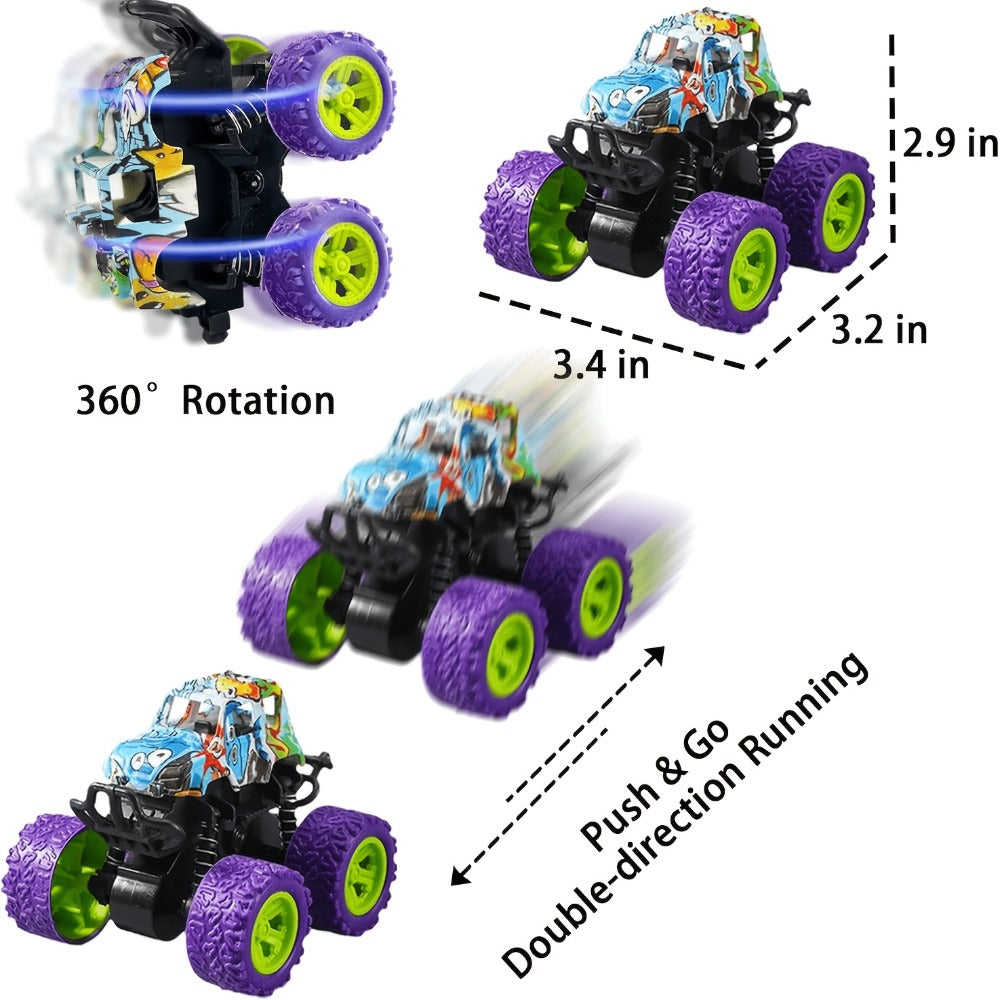 Mini Pull Back Truck Toys Bulk Pack 12pcs, Friction Powered Push & Go Stunt Car Trucks for Boys Girls Kids Teens — image 3