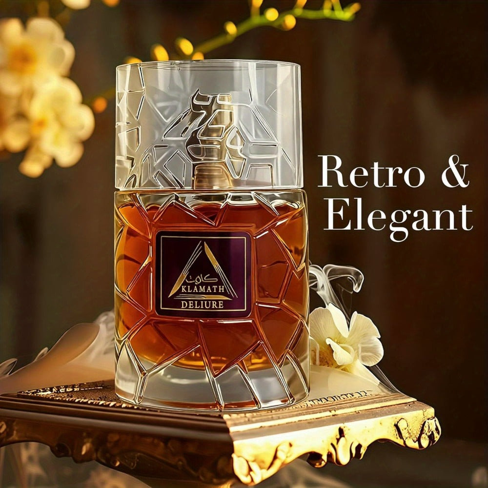 Men's Eau de Toilette Spicy Cologne Vanilla Amber Cinnamon Bergamot Tonka Bean Day to Night Fragrance Klamath Deliur Brown Ed