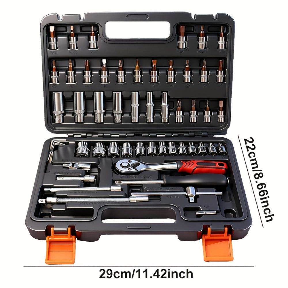 52-Piece Professional Tool Set – Multi-Function Home & Car Repair Toolkit with Portable Toolbox, Ideal Gift for DIY Enthusias