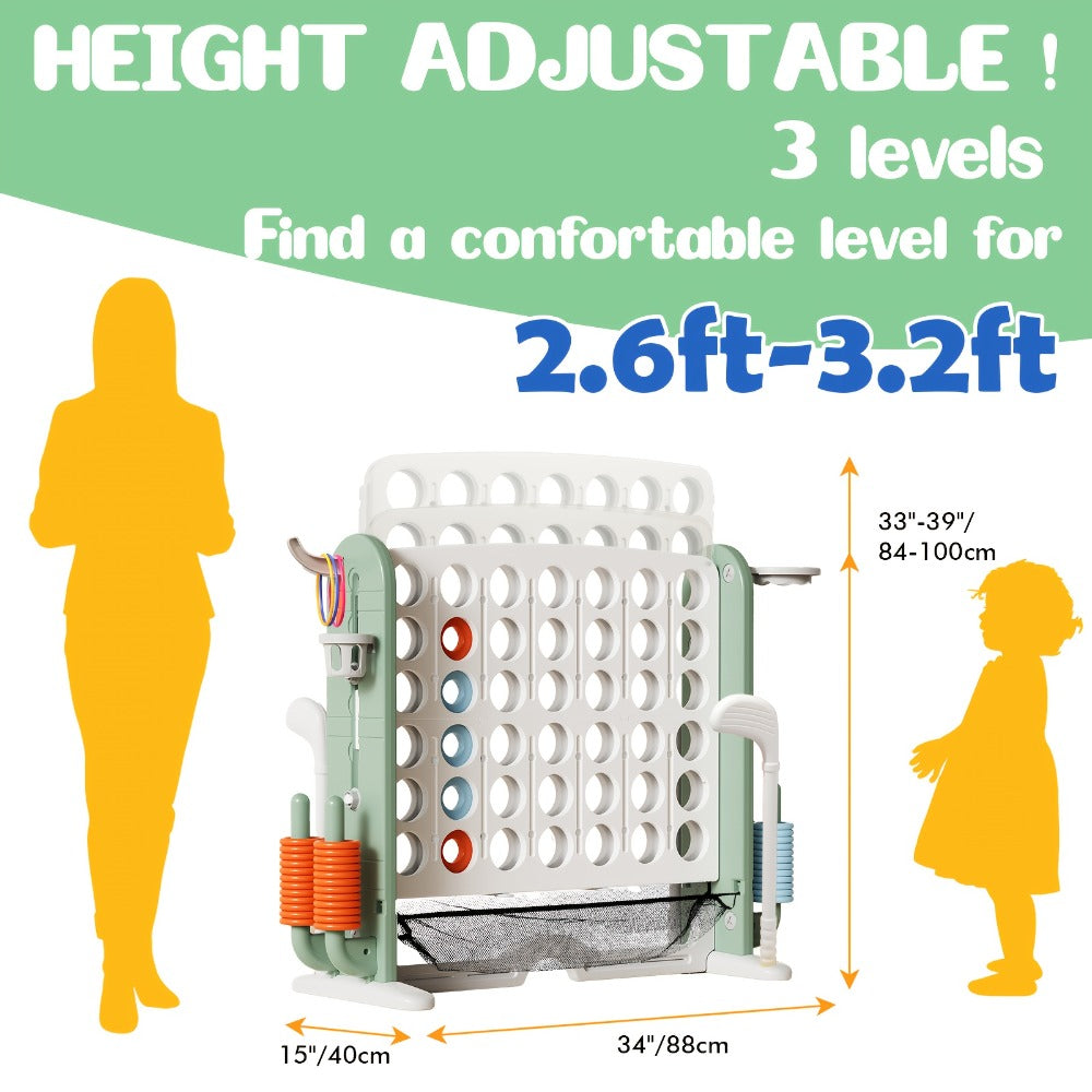 4-in-1 Giant Connect Four Game Set for Kids & Adults, Adjustable Height with Basketball Hoop, Golf Putting — image 3