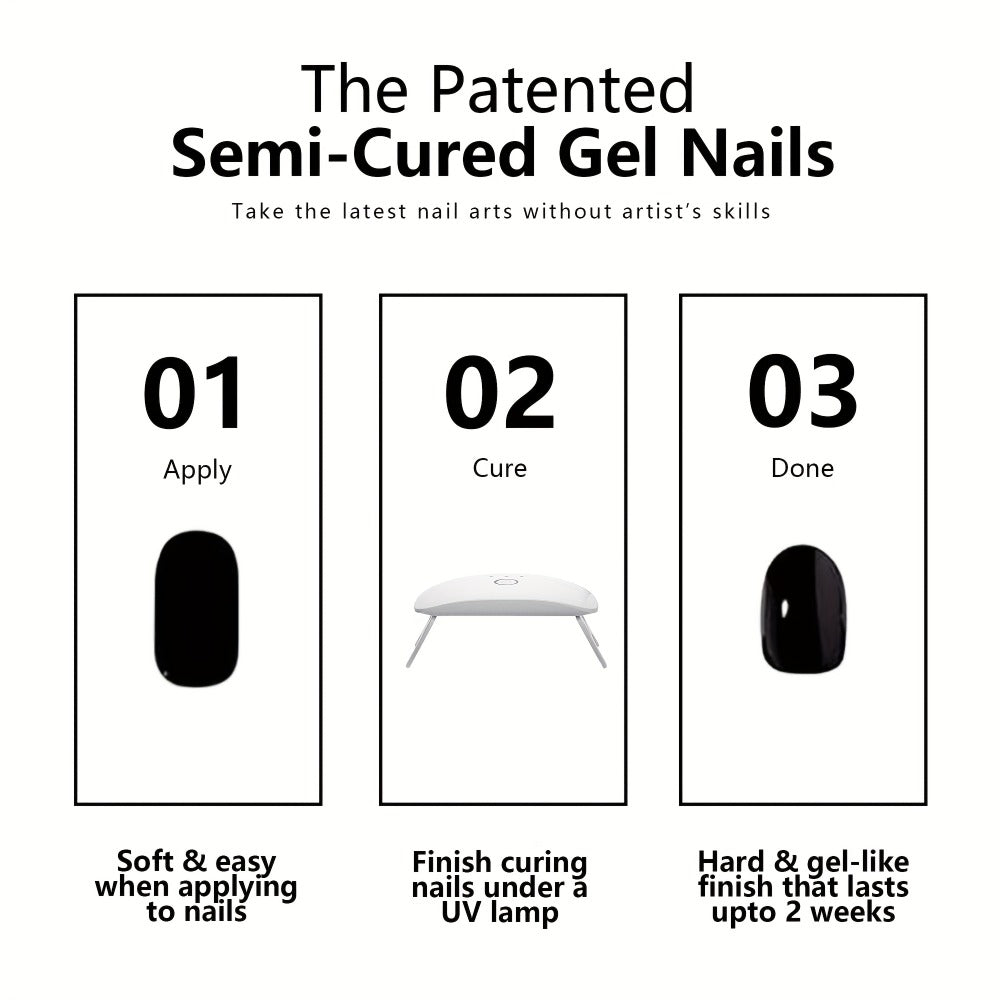Semi Gel Nail Polish Stickers Kit 20Pcs with 12W LED Nail Lamp 8-Bead Curing Light Full-Wrap Nail Stickers — image 9