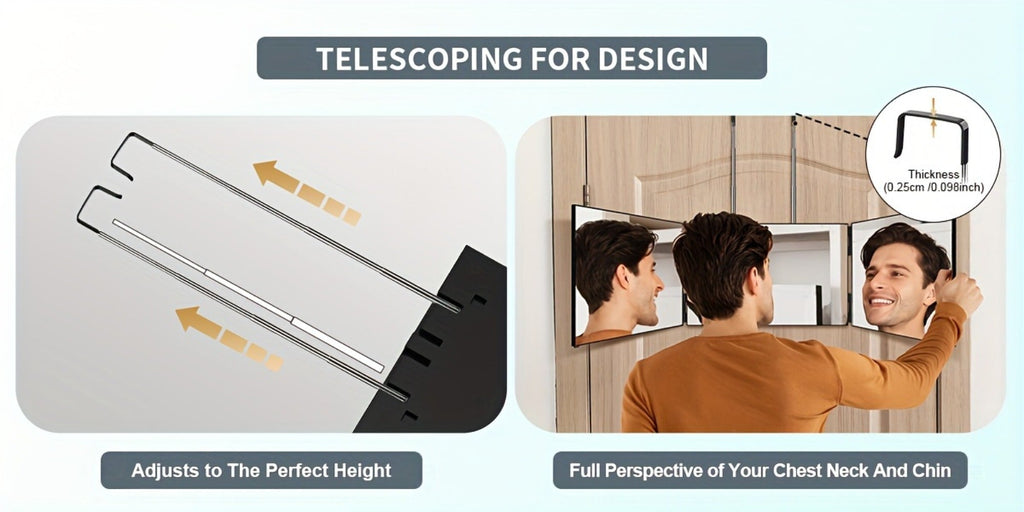 3 Way Mirror for Self Hair Cutting 360° Trifold Barber Mirror Set – Anti-Fog HD Glass, Oil-Rubbed Finish — image 13