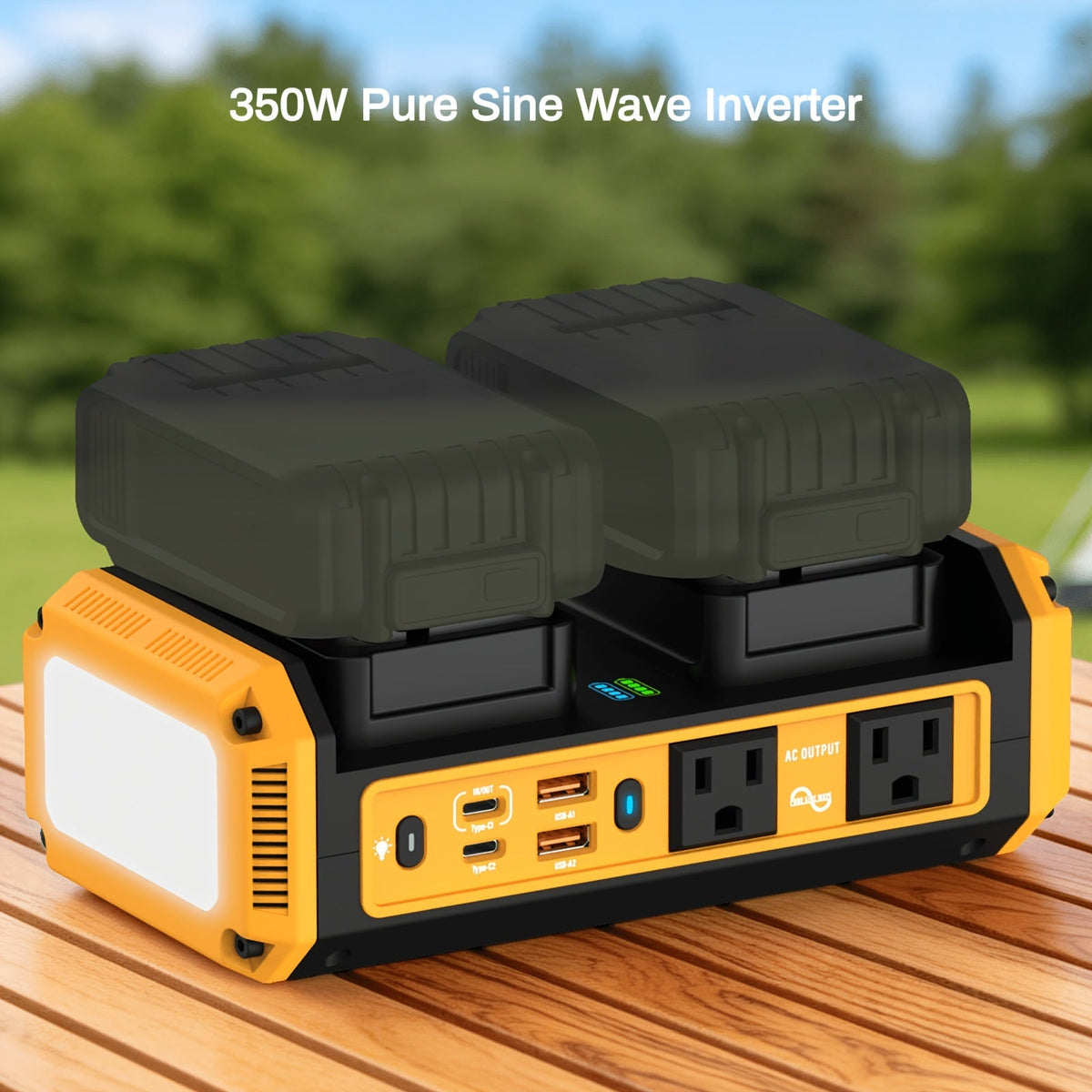 HASEED 350W Pure Sine Wave Power Inverter For DeWalt 20V Battery, 120V AC, 140W PD Fast Charging — image 1