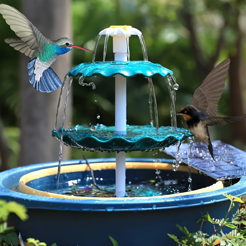 Three-Tier Solar Bird Bath Fountain with 3.5W Dark Green Option and Detachable Cascade Components — image 2