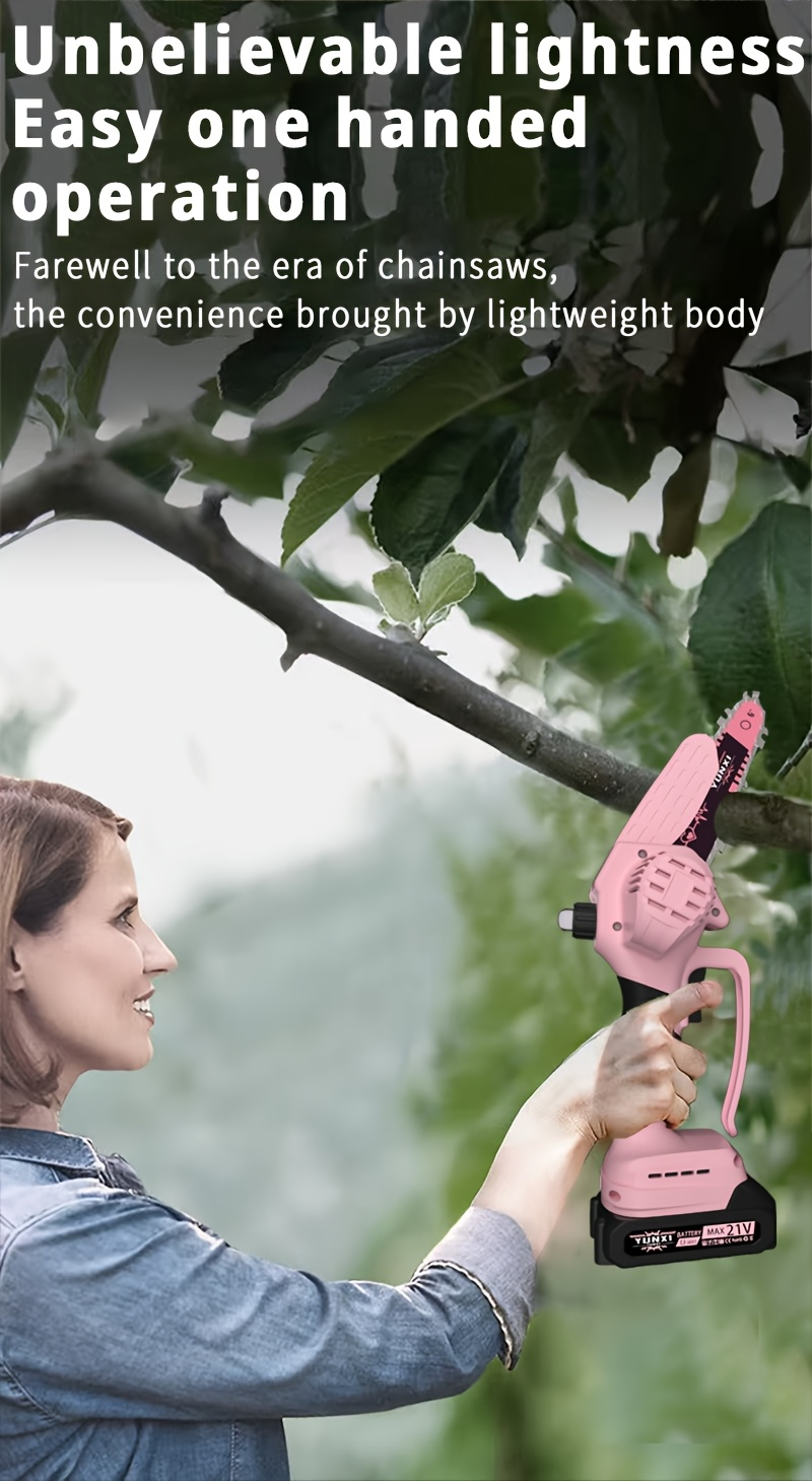 Cordless Electric Pruning Saw Handheld Mini Chainsaw Wireless Portable Tree Branch Cutter with Safety for Garden, Patio and Y