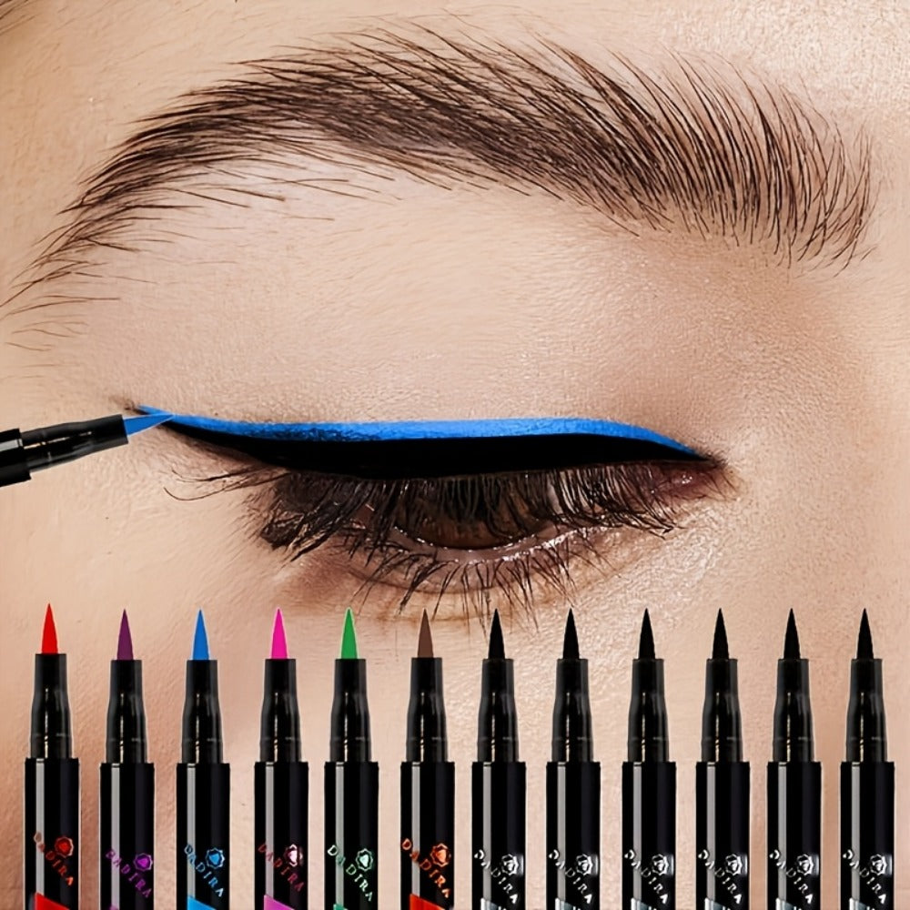 Fine-Tip Liquid Eyeliner Pen Set with Twelve Black and Bright Color Pens for Graphic Eye Looks — image 2