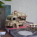 Wooden Food Truck 3D Puzzle Model Kit with Burger Stand Body, Miniature Tables and Pictured 21.5 cm Length — image 12
