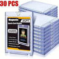 30pt Magnetic Card Holders 30/60 Pack – Clear Hard Plastic One-Touch Trading Card Cases, Protective Display Holders for Baseb