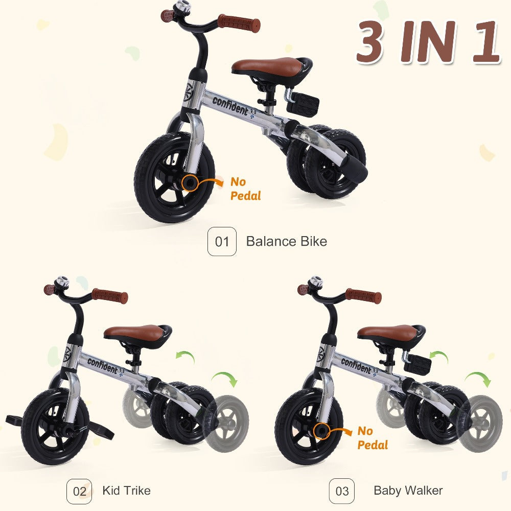 3-in-1 Kids Tricycle Balance Bike Carbon Steel Frame EVA Wheels Foldable with the Listed Color, Size or Set Options for Every