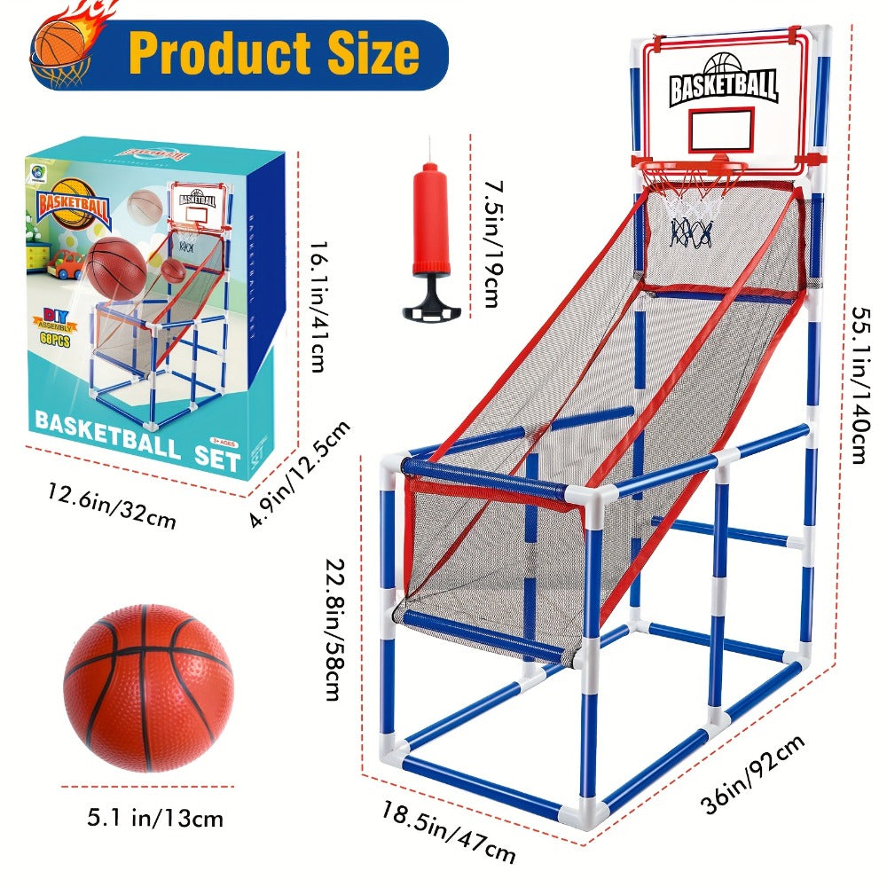 Kids Arcade Basketball Game Set with Hoop & 4 Soft Balls – Indoor Outdoor Sport Play for Ages 3+, Thick PVC Frame — image 2