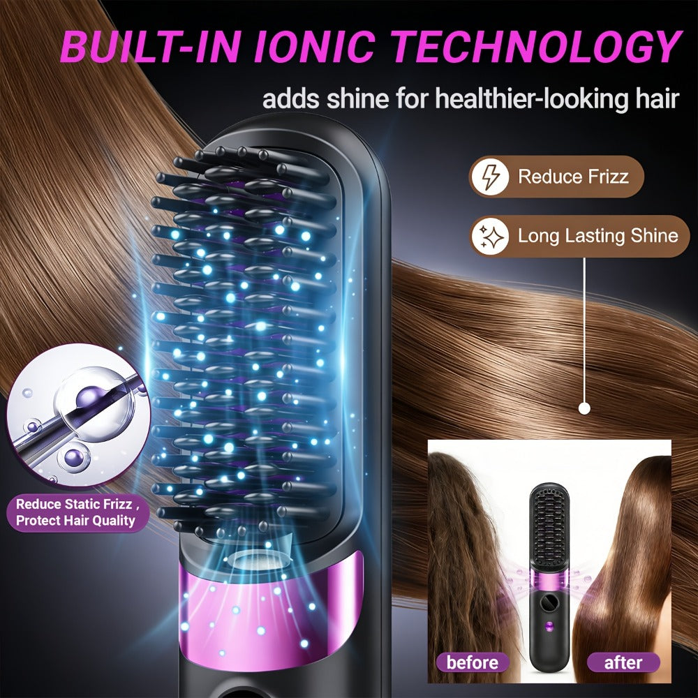 Ionic Hair Straightener Brush USB-C Rechargeable 3-in-1 Straightener Curler Styler, Adjustable Temperature — image 8