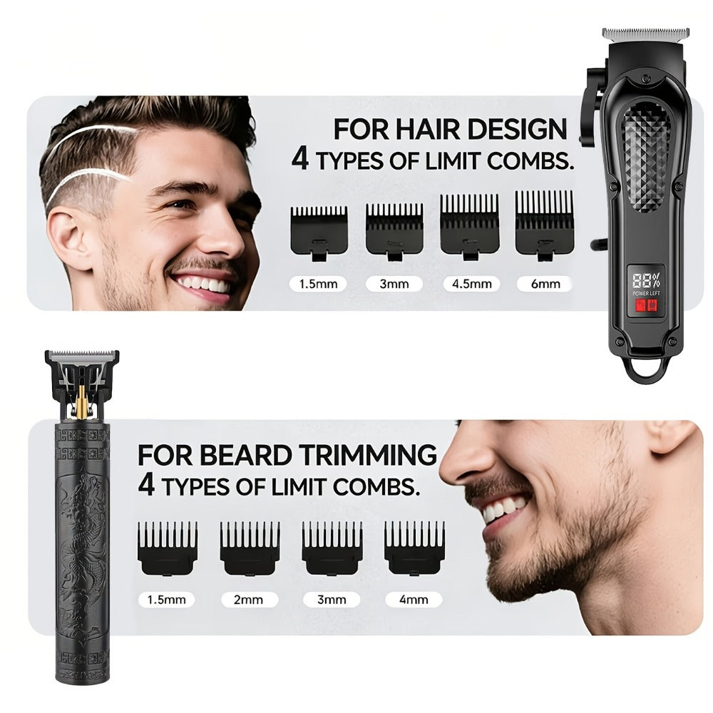 2-Piece Hair Clipper Set with Full-Size Clipper, Detail Trimmer, Guide Combs and USB Charging Accessories — image 27