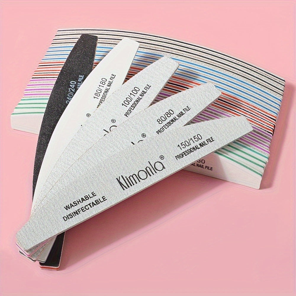 Nail File Set Professional Half Moon Rolled Sanding Strips 5 & 10 Pcs – Gray Sanding Bands for Shaping Buffing Smoothing Natu