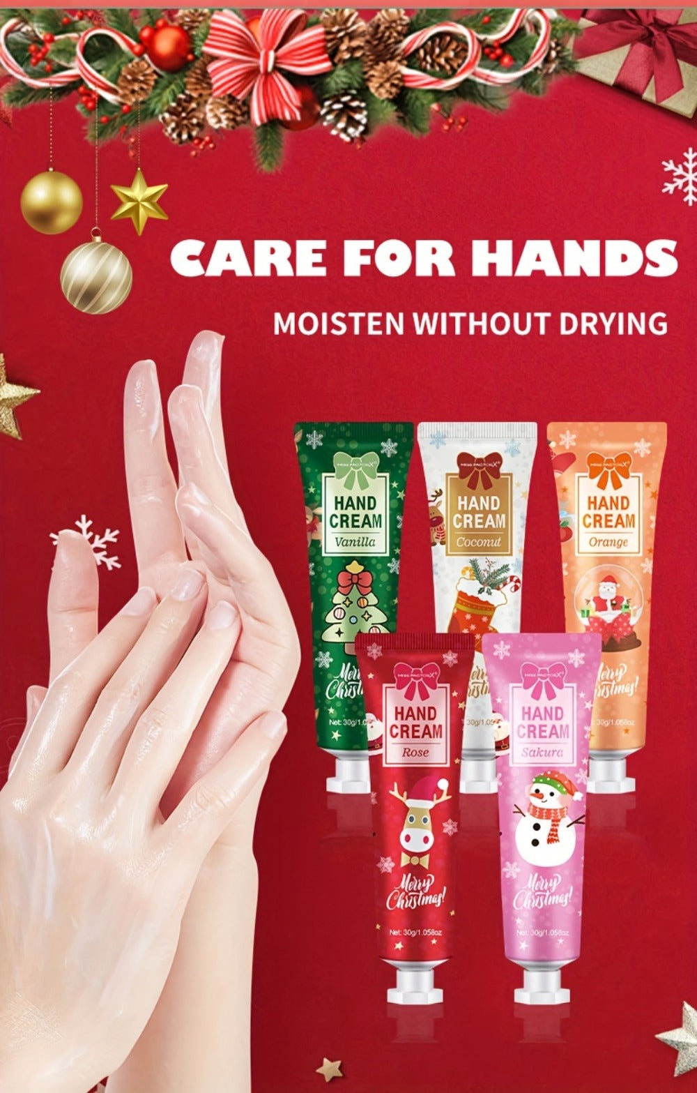 Bulk Gift Set 120 Pieces Lip Balm & Hand Cream with Red Velvet Bags & Holiday Cards – Moisturizing Party Favors for Colleague