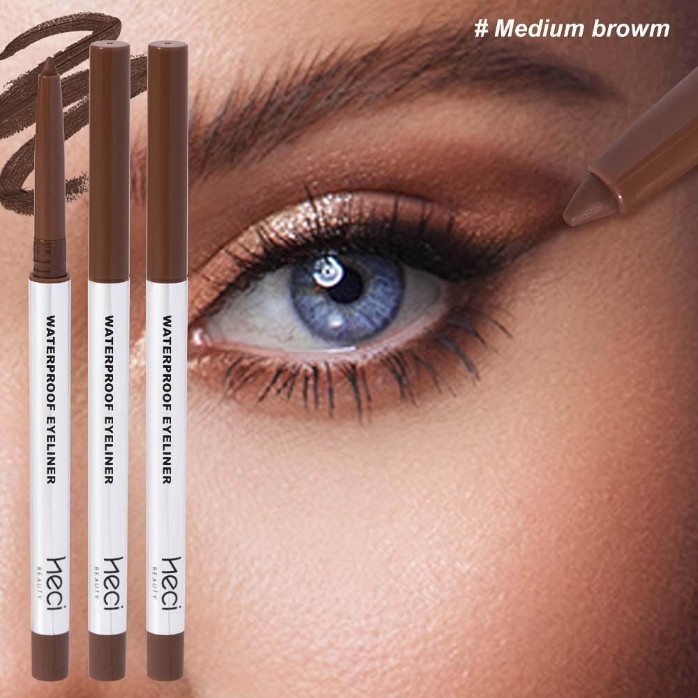 Quick-Dry Brown & Black Gel Eyeliner Pencil 3 Pack Waterproof Smudge-Proof, for Makeup, Travel and Everyday Vanity Use — imag