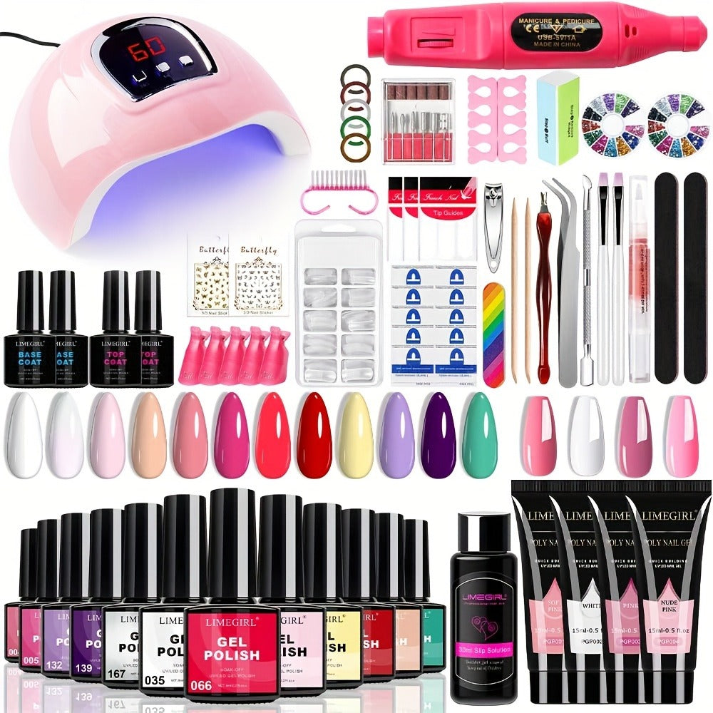 Gel Nail Polish Kit with UV Lamp & Electric Nail Drill – 12 Colors Gel Polish Set, Poly Extension Gel, Top & — image 10