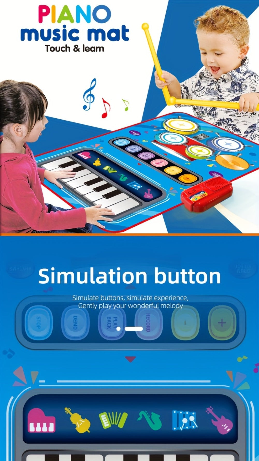 Kids Electronic Drum Music Mat, Multifunctional Musical Toy for Skill Development & Family Bonding — image 8