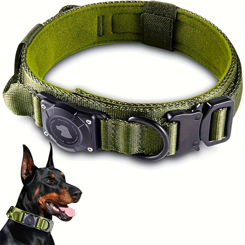 Tactical Dog Collar with Handle and Round Tracker Holder Case in Nine Colors and Sizes M to XL — image 17