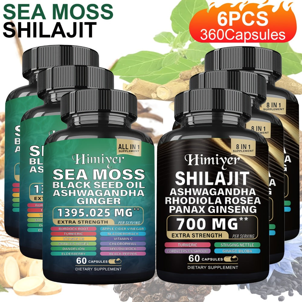 Sea Moss and Shilajit Capsule Supplements in 60-Count Bottles with One- to Six-Bottle Options — image 3