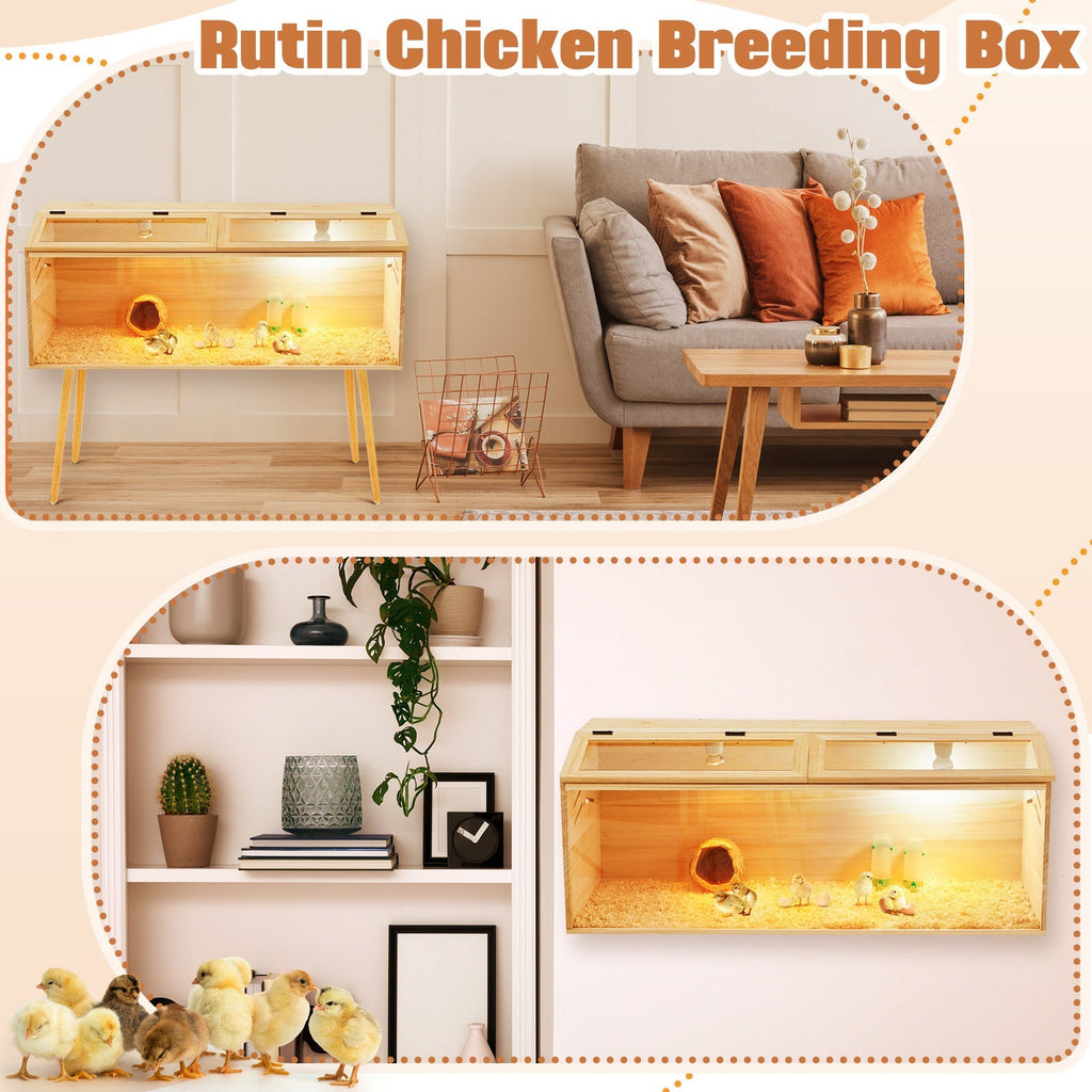 Brooder Box Kit 40x16x16 in for Chicks, Quail & Ducks, Indoor/Outdoor with Leg Stand, Sliding Door — image 2