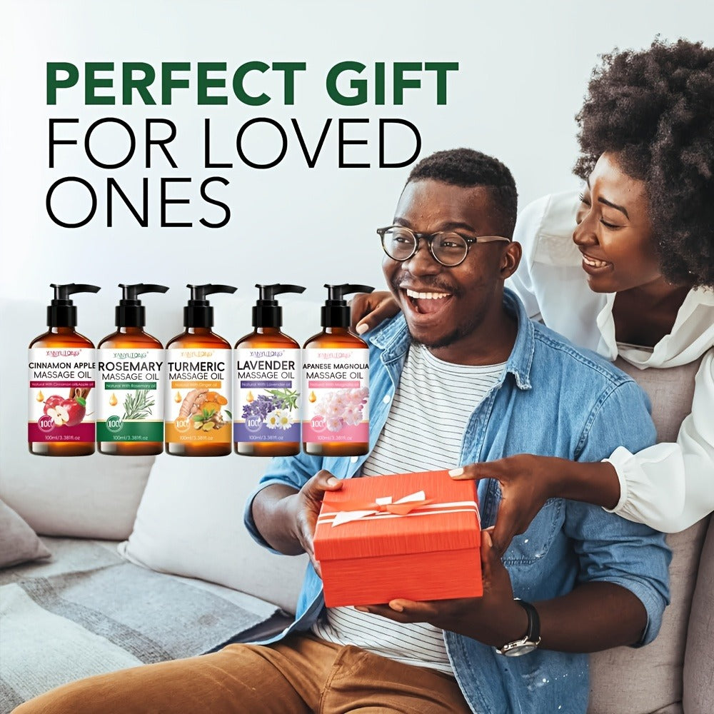 100 ml Pump-Bottle Massage Oil in Lavender, Sakura, Cinnamon Apple or Rosemary, Plus Five-Bottle Gift Set — image 2
