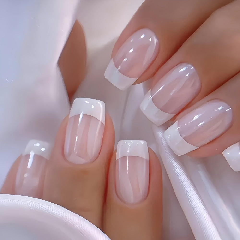 Press On Nails 216-Piece Soft Gel Short Square Set with French, Gradient, Glitter and Heart Designs — image 11