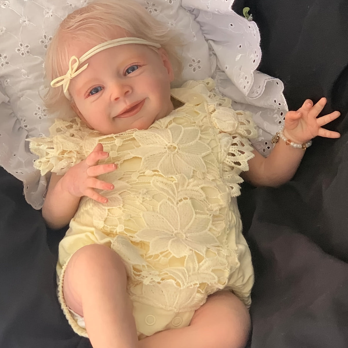 Reborn Doll Sebastian 19-Inch Soft Vinyl Figure with Hand-Rooted Blonde Hair, Open Eyes and Accessory Set — image 1