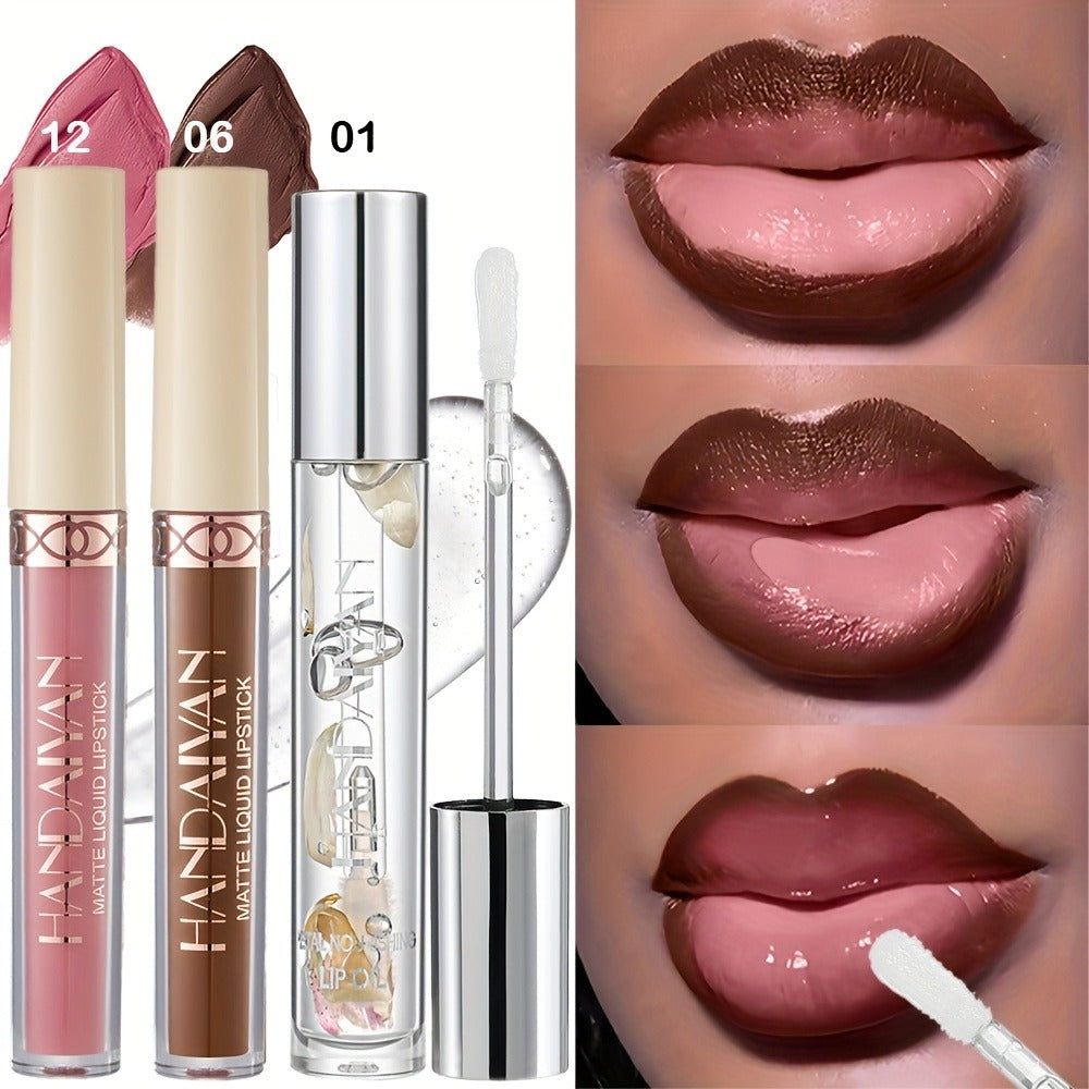 Three-Tube Lip Makeup Set with Clear Silver-Cap Tube and Coordinated Color Pair in Set A, B or C — image 8