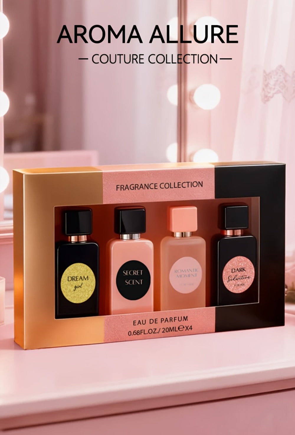 Perfume Gift Set Aroma Allure Four 20ml Eau de Parfum Sprays in Black Rose Windowed Box for Women — image 6