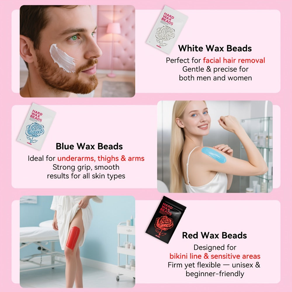 Wax Hair Removal Kit Digital Wax Pot with 6 Wax Bead Packets – Smart Temperature Control Salon-Grade Waxing Set for Body Biki