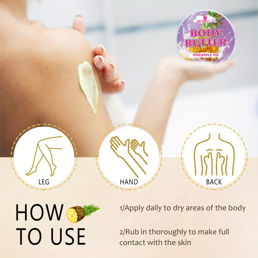 Fruity Body Glaze Set 8 Scents 100g×2 – Pineapple Coconut Strawberry Coffee Peach Doughnut Birthday Cake Non-Greasy All-Day M