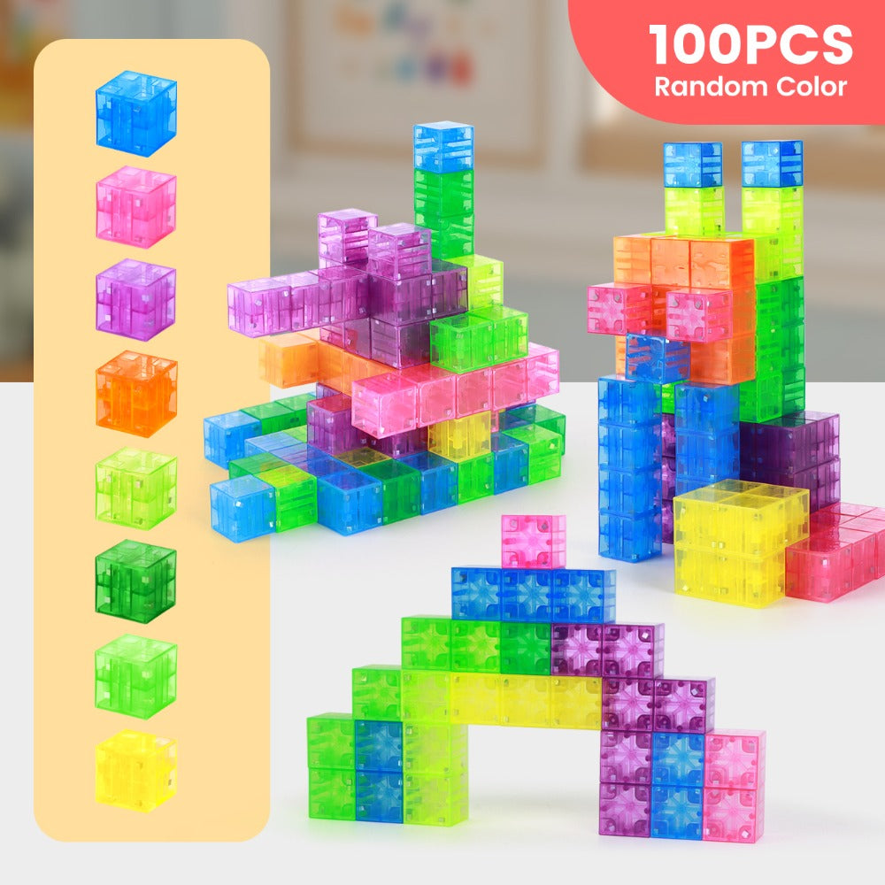 Magnetic Building Blocks with 100pcs Colorful Transparent Cube Construction Set — image 4