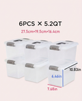 6PCS 8.5 Qt Clear Plastic Storage Boxes Stackable w Lock Lid & Handle