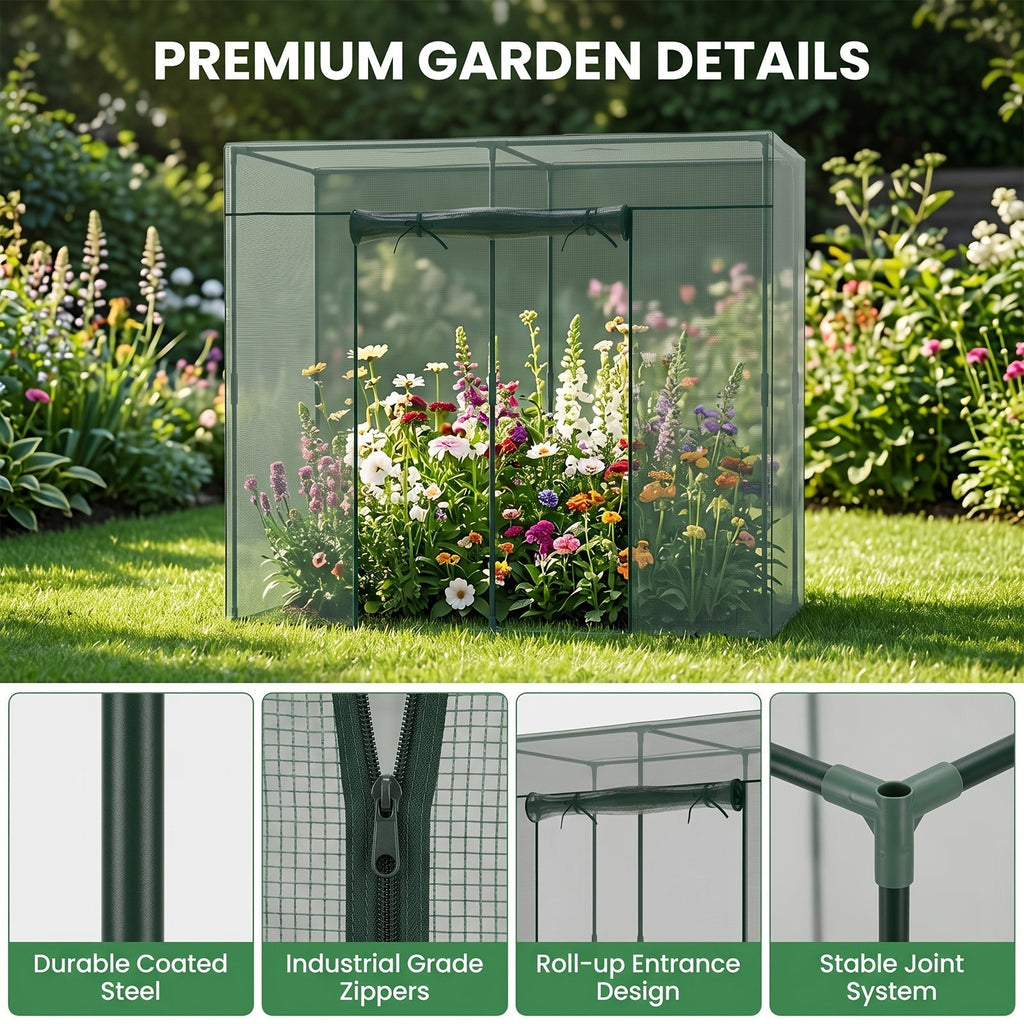 Plant Protection Tent Crop Cage with Zippered Door & Square Frame, Raised Garden Bed Cover Wind-Resistant for Outdoor Vegetab