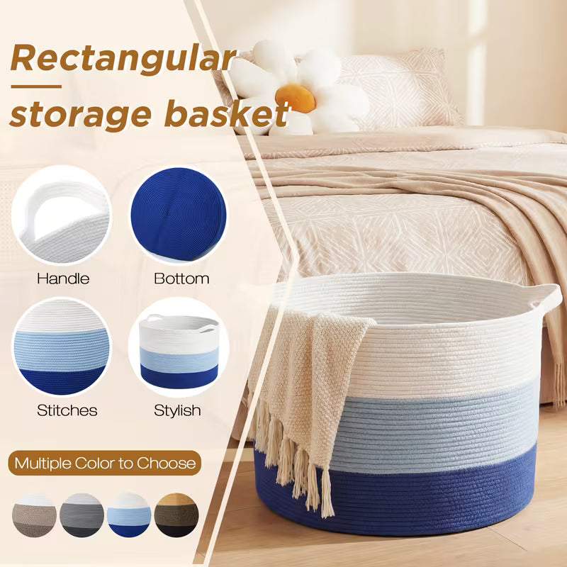 Extra Large Blanket Basket with Multi-Tone Storage Design