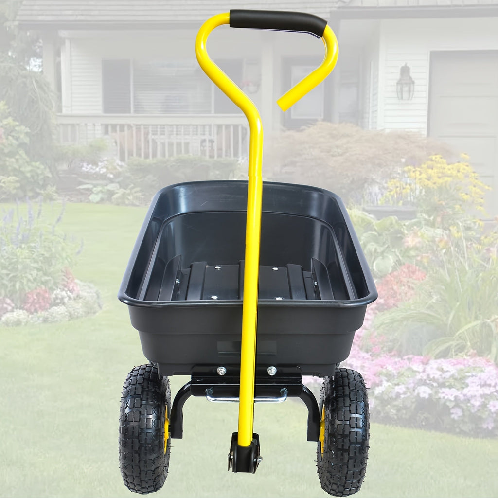 Garden Dump Cart, Steel Frame Pneumatic Tires Lawn Yard Farm Utility Wagon for Garden, Patio and Yard Use — image 10