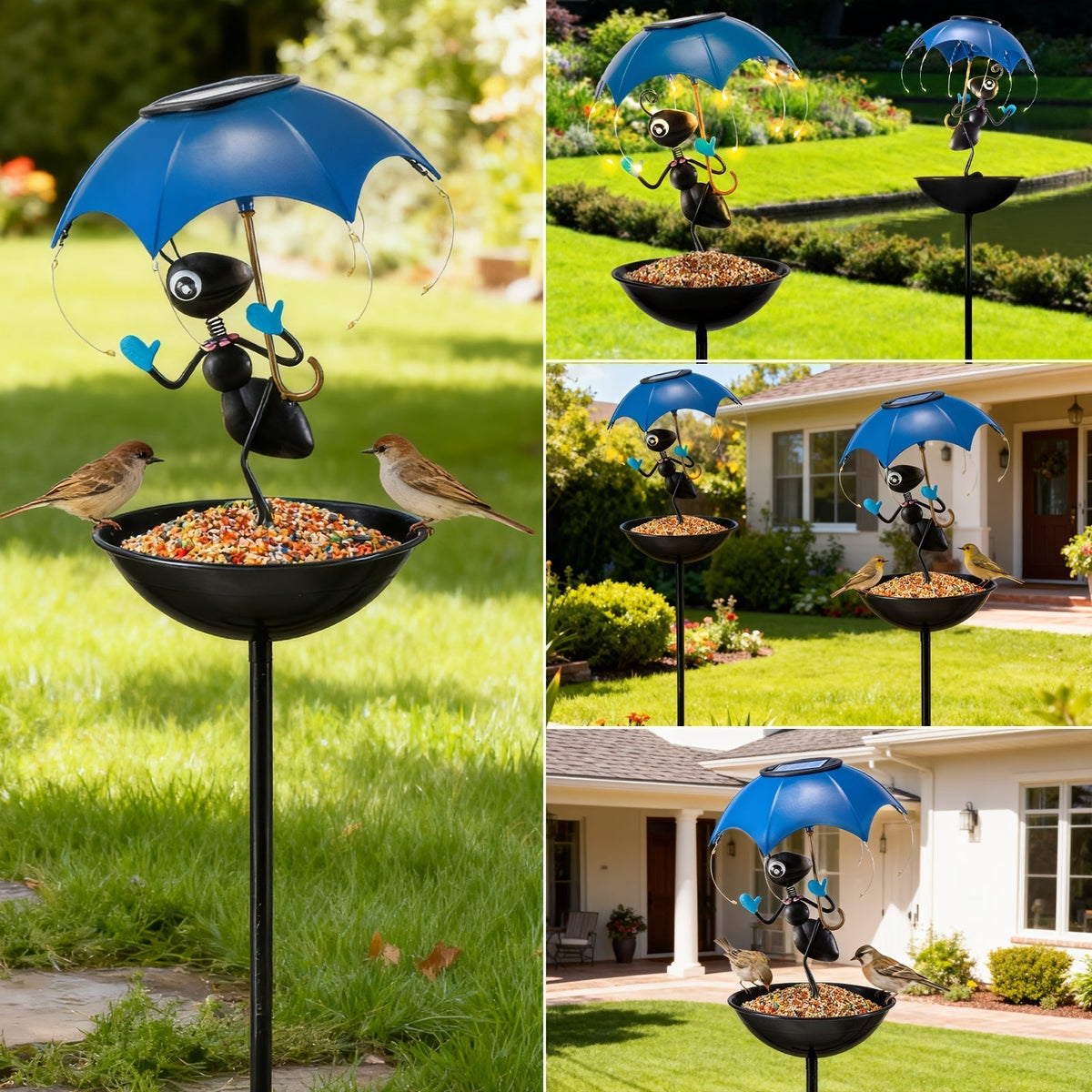 Solar Frog Statue Garden Light with Bird Feeder & LED String Decor, for Garden, Pathway and Patio Lighting — image 17