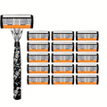 Safety Razor for Men 7-Layer Progressive Blades – Non-Slip Stainless Steel Handle Classic Double Edge Razor for Beard & Musta