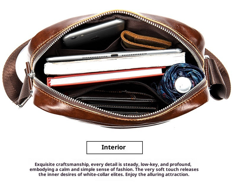 Men's Leather Messenger Bag Vintage Casual First Layer Cowhide