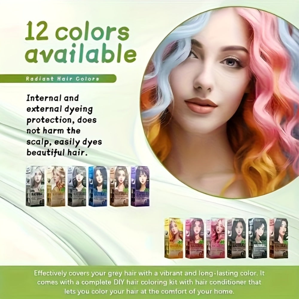 Permanent Hair Dye Kit 12 Vibrant Colors with Developer & Applicator Tools Bleach Blonde Ash for Bath Time, Home Spa and Pers