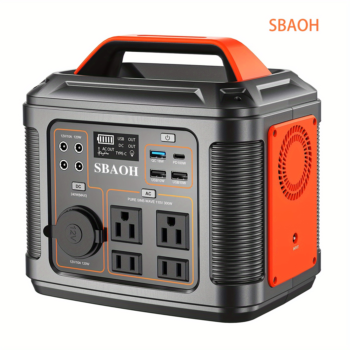 Backup Power Supply 300W 296Wh Portable Power Station Quick Charge AC Outlet DC USB LED Flashlight Lithium Battery for Home C