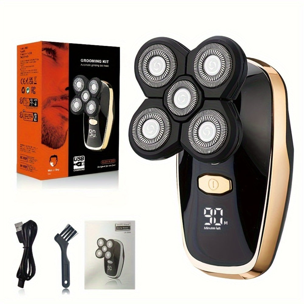 Electric Shaver 5-in-1 Grooming Kit with Nose Trimmer, Hair Clipper, Facial Brush, USB Charging and Display — image 12