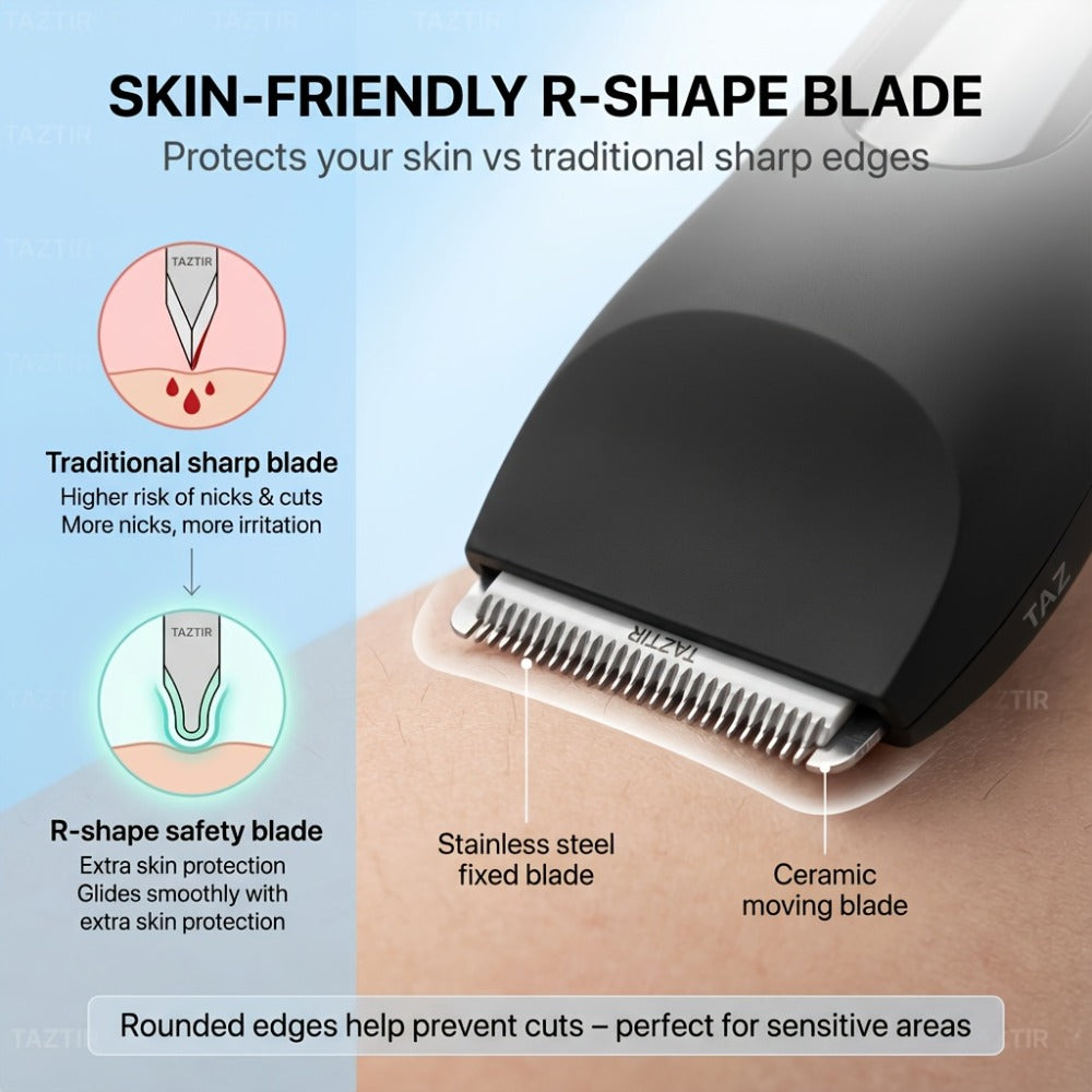 Waterproof Beard Trimmer 5-in-1 Body Grooming Kit for Men IP67 USB Rechargeable Electric Razor with Ceramic Blades LED Displa