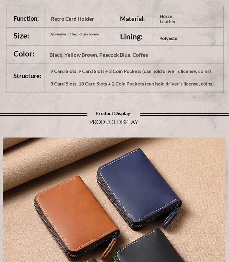Slim Leather Men's Wallet Large Capacity Multi-Card Organizer Ultra-Thin
