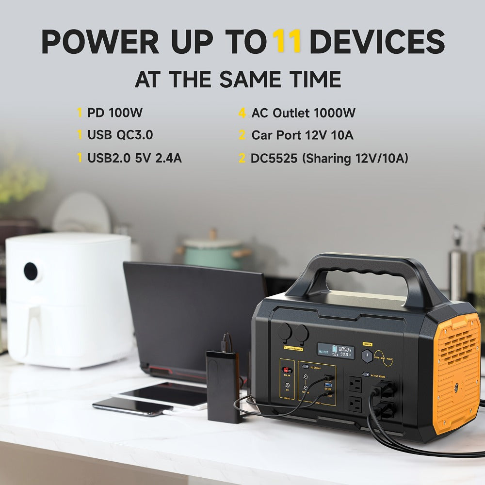 Portable Power Station 1075Wh/294Wh – 1000W/300W Solar Generator, Lithium Battery, 120V AC Outlet, for RV, Camping, Hiking — 